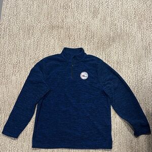 Men's NBA (76ers) Navy Blue Quarter-Zip Sweater (309)